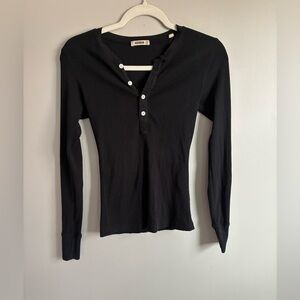 Buck Mason Black Long Sleeve Henley
